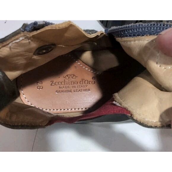 Zecchino d'Oro Kids Chelsea Zip Boots Distressed Olive Green Leather Italy Sz 28 - Picture 12 of 13